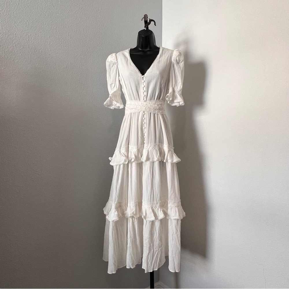 White Tiered Prairie Dress/Duster